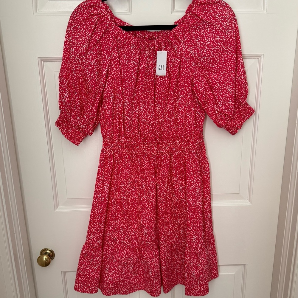 NWT GAP Waist-Defined Printed Puff-Sleeve Dress
